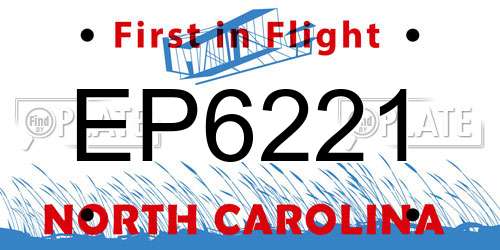 EP6221 North Carolina License Plate