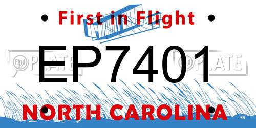 EP7401 North Carolina License Plate