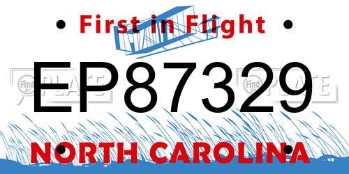 EP87329 North Carolina License Plate