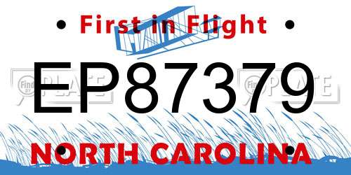EP87379 North Carolina License Plate