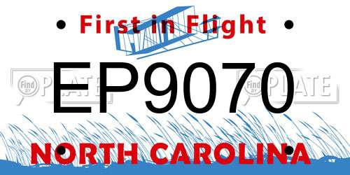 EP9070 North Carolina License Plate