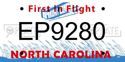 EP9280 North Carolina License Plate