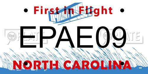 EPAE09 North Carolina License Plate