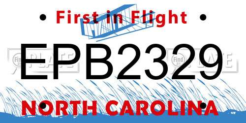 EPB2329 North Carolina License Plate