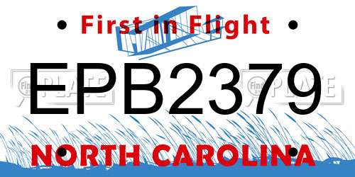 EPB2379 North Carolina License Plate