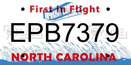 EPB7379 North Carolina License Plate