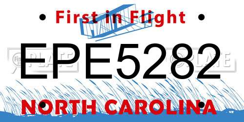 EPE5282 North Carolina License Plate