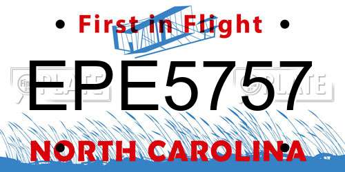 EPE5757 North Carolina License Plate