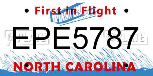 EPE5787 North Carolina License Plate