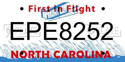 EPE8252 North Carolina License Plate