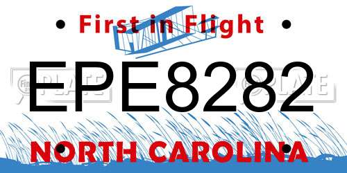 EPE8282 North Carolina License Plate