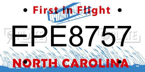 EPE8757 North Carolina License Plate