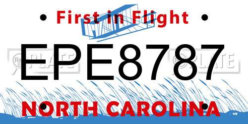 EPE8787 North Carolina License Plate