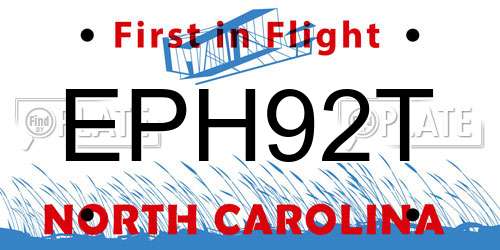 EPH92T North Carolina License Plate