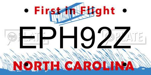 EPH92Z North Carolina License Plate