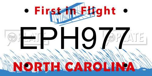 EPH977 North Carolina License Plate