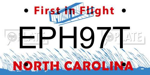 EPH97T North Carolina License Plate
