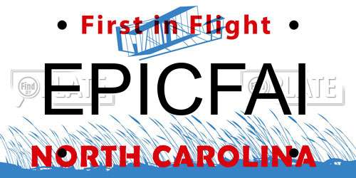 EPICFAI North Carolina License Plate