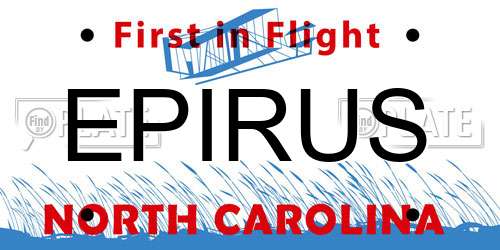 EPIRUS North Carolina License Plate