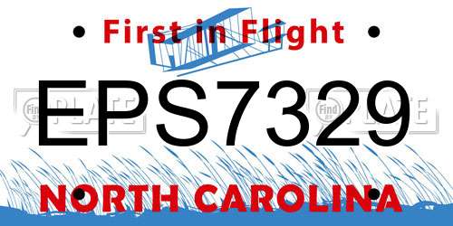EPS7329 North Carolina License Plate