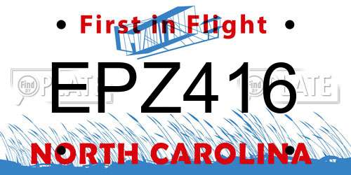 EPZ416 North Carolina License Plate