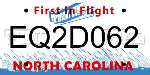 EQ2D062 North Carolina License Plate