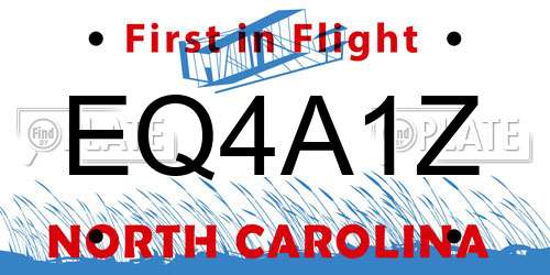 EQ4A1Z North Carolina License Plate