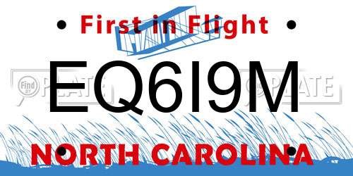 EQ6I9M North Carolina License Plate