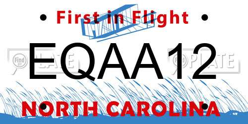 EQAA12 North Carolina License Plate
