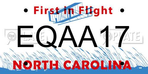 EQAA17 North Carolina License Plate