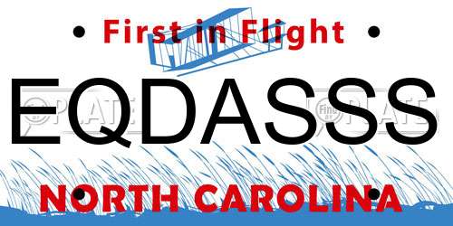 EQDASSS North Carolina License Plate