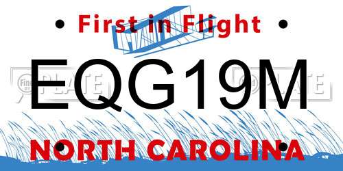 EQG19M North Carolina License Plate