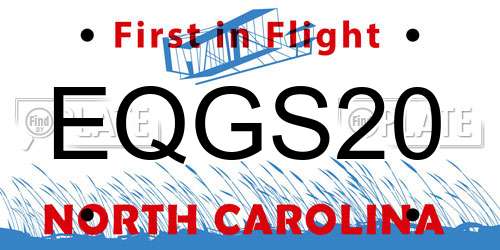 EQGS20 North Carolina License Plate