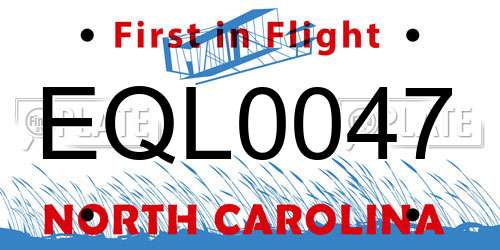 EQL0047 North Carolina License Plate
