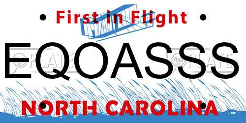 EQOASSS North Carolina License Plate