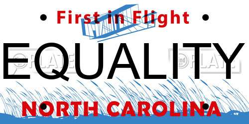 EQUALITY North Carolina License Plate