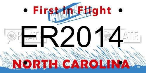 ER2014 North Carolina License Plate