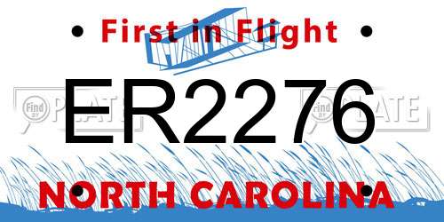ER2276 North Carolina License Plate