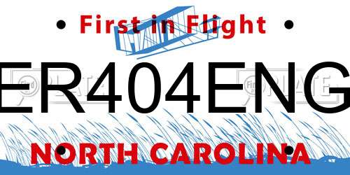 ER404ENG North Carolina License Plate