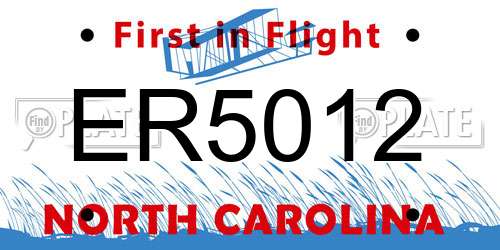 ER5012 North Carolina License Plate