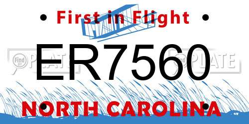 ER7560 North Carolina License Plate