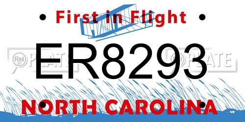 ER8293 North Carolina License Plate