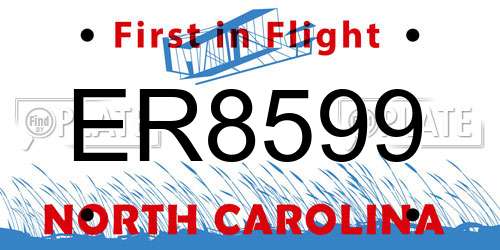 ER8599 North Carolina License Plate