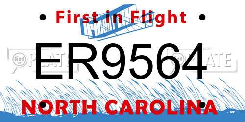 ER9564 North Carolina License Plate