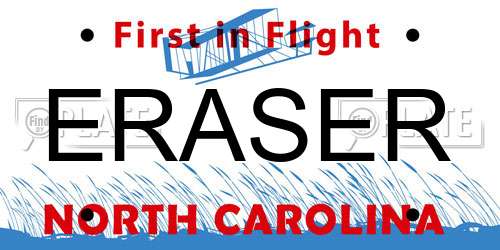 ERASER North Carolina License Plate
