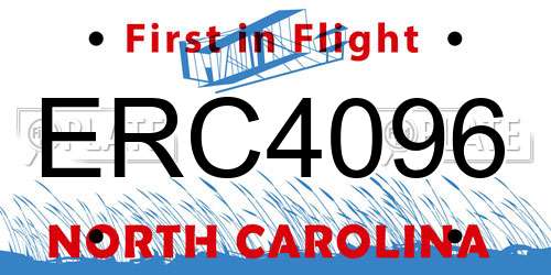 ERC4096 North Carolina License Plate