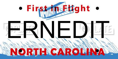 ERNEDIT North Carolina License Plate