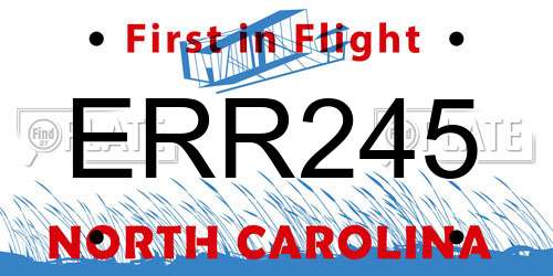 ERR245 North Carolina License Plate