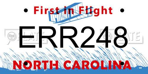 ERR248 North Carolina License Plate