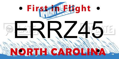 ERRZ45 North Carolina License Plate